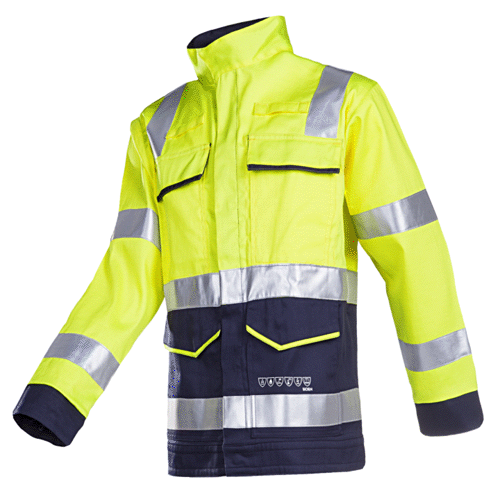 010V MILLAU, WORK VEST FR-AST-ARC-CHEM, FLUO YELLOW/Navy, STRIPING, SIOEN + LOGO SIEMENS