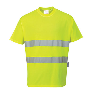 S172 FLUO YELLOW, T-SHIRT, COTTON, PW + LOGOS MOBIX