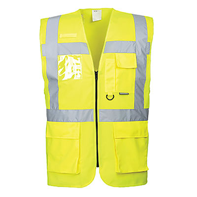 S476 FLUORESCENT YELLOW, BERLIN EXECUTIVE JACKET - PORTWEST + LOGOS MOBIX