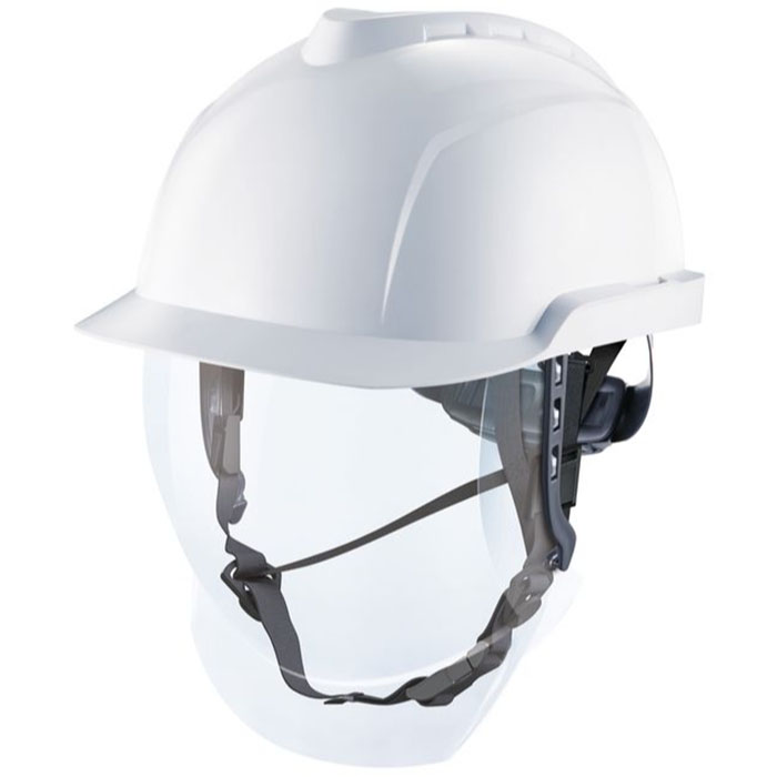 GVF1A-C0A0000-000 ELECTRICIAN'S HELMET V-GARD 950, WHITE, WITH SCREEN AND CHIN STRAP - MSA