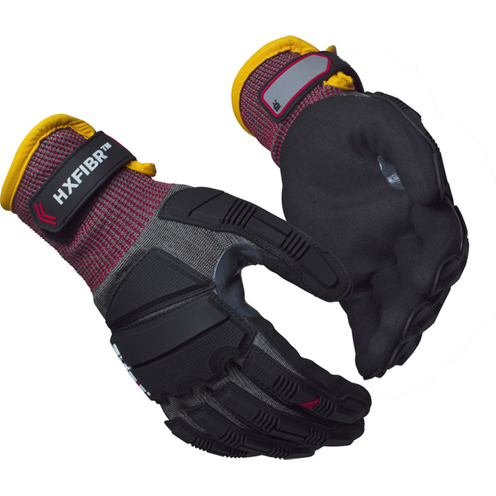 6608 CUT AND IMPACT GLOVE, CAT F, NITRILE PALM COATING, BLACK/BORDEAUX - GUIDE